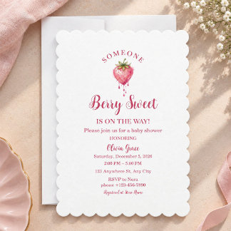 Bessie Zoete Aardbei Baby Shower Uitnodiging