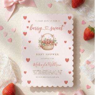Bessie Zoete Aardbei Coquette Hartjes Baby Shower Kaart