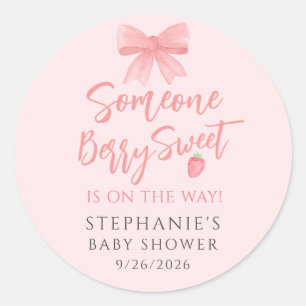 Bessie Zoete Aardbei Meisjes Baby Shower  Ronde Sticker