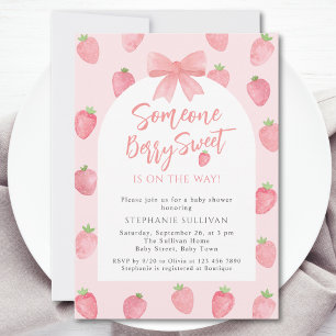 Bessie Zoete Aardbeimeisje Baby Shower Kaart