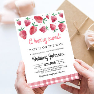 Bessie Zoete Aardbeimeisje Baby Shower Uitnodiging