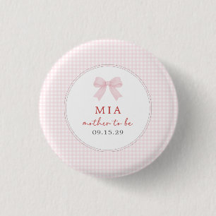 Bessie Zoete Baby Aardbei Coquette Gingham Ronde Button 3,2 Cm