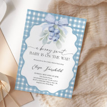 Bessie Zoete Bosbes Gingham Baby Shower