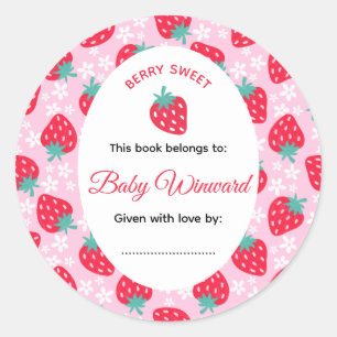 Bessie Zoete Roze Aardbei Baby Shower Ronde Sticker