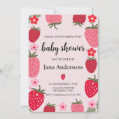 Bessie zoete roze en rode aardbei baby shower kaart (Voorkant)