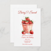 Bessy Zoete Aardbei Feest Uitnodiging (Voorkant / Achterkant)