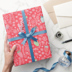 Bessy zoete rode aardbei patroon cadeaupapier