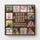 Best Auntie Ever 12 Photo Collage Rustic Wood Fotoplaat (Voorkant)