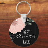 Best Auntie Ever Floral Sleutelhanger (Voorkant)