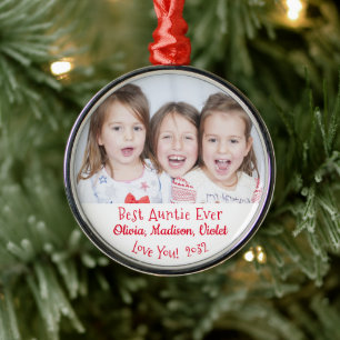 Best Auntie Ever Persoonlijk Foto Kerstmis Metalen Ornament