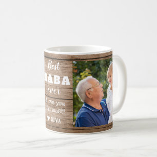 Best Baba Ever Grandpa 2 Photo Collage Rustic Wood Koffiemok