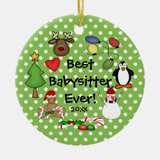 Best Babysitter Ever kerstversiering Keramisch Ornament (Voorkant)