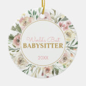 Best Babysitter Floral Waterverf Keramisch Ornament (Voorkant)