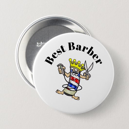Best Barber Button - Barber Pole Character (Voorkant /achterkant)