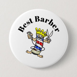 Best Barber Button - Barber Pole Character