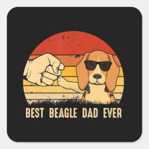 Best Beagle Dog Dad Ever Retro Gift for Beagle Dad Vierkante Sticker