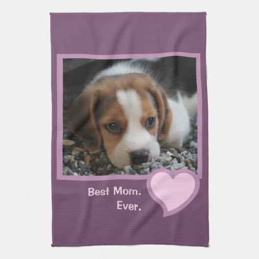 Best Beagle Mam ooit roze Text Pet Dog Foto Theedoek (Verticaal)
