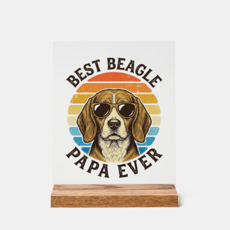 Best Beagle Papa Ever Vintage Dog Dad Shirt Design Acryl Bord