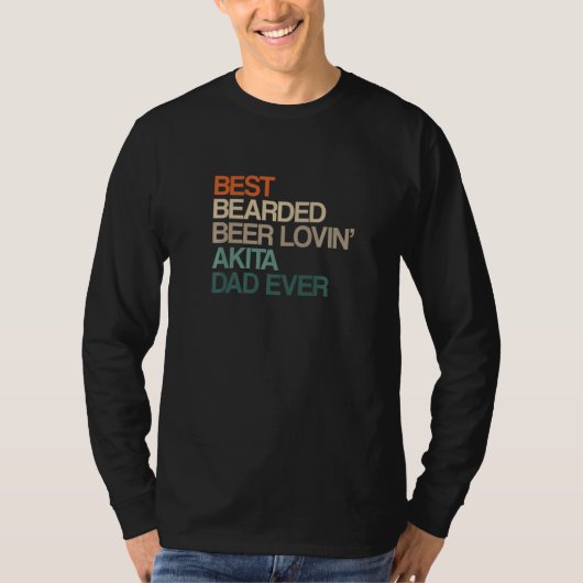 Best Bearded Beer Lovin' Akita Dad Father's Day Fu T-shirt (Voorkant)