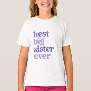 Best Big Sister Ever White met Paarse tekstmeisjes T-shirt