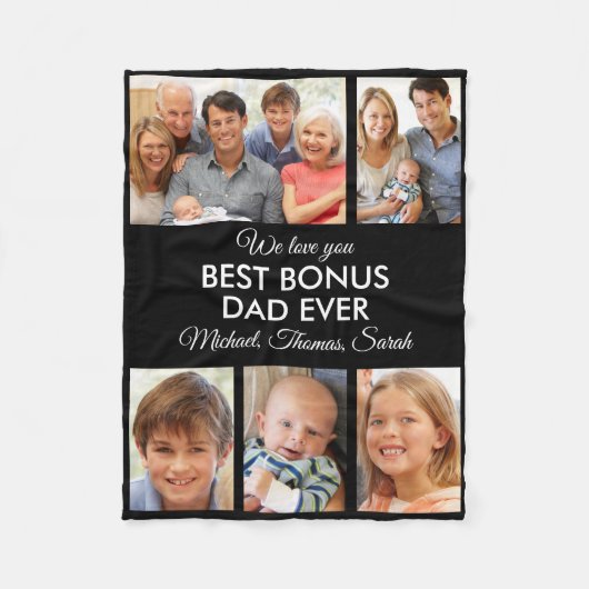 Best Bonus Dad Ever Photo Collage Fathers Day Fleece Deken (Voorkant)