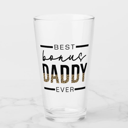 Best Bonus Dad Oover leopard Typography Glas (Voorkant)