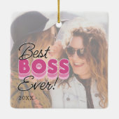 Best Boss Ever Photo Kerstmis Keramisch Ornament (Achterkant)