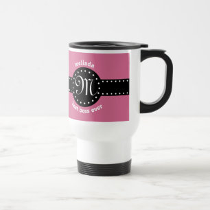 Best Boss Ever Polka Dots and Monogram PINK A05 Reisbeker