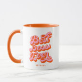 Best Boss Ever Retro Oranje Custom Name Mok (Links)