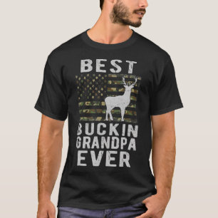 Best Bucking Grandpa Ever Camouflage US Flag Deer T-shirt