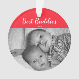 Best Buddies Newborn Baby Family Photo Holiday Ornament
