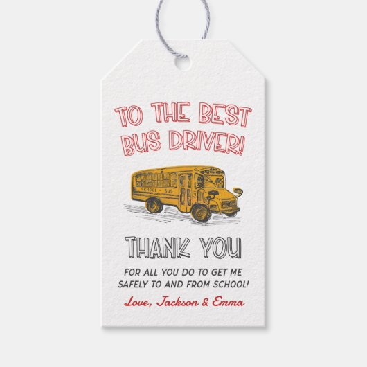 Best Bus Driver Appreciation Bedankt Cadeaulabel (Voorkant)