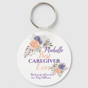 Best Caregiver Appreciation Floral Custom Sleutelhanger