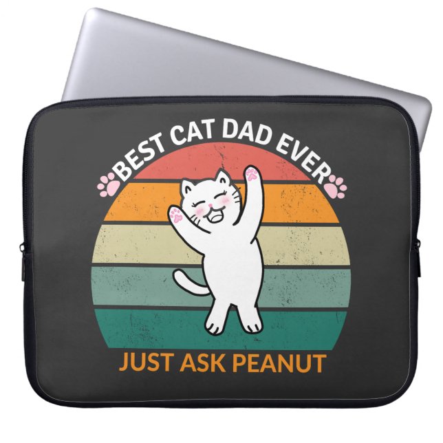 Best Cat Dad Ever Ask Peanut, grappige kattevader Laptop Sleeve (Voorkant)