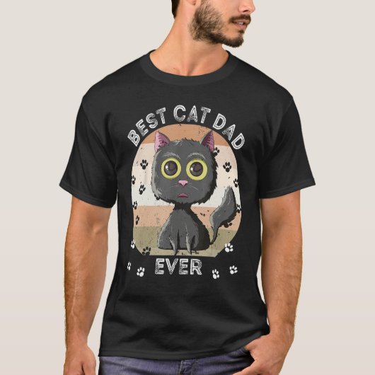 Best Cat Dad Ever  Cat Daddy Retro Black Cat T-shirt (Voorkant)