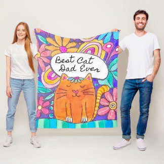Best Cat Dad Ever Cat Gift for Dad Blanket Fleece Deken