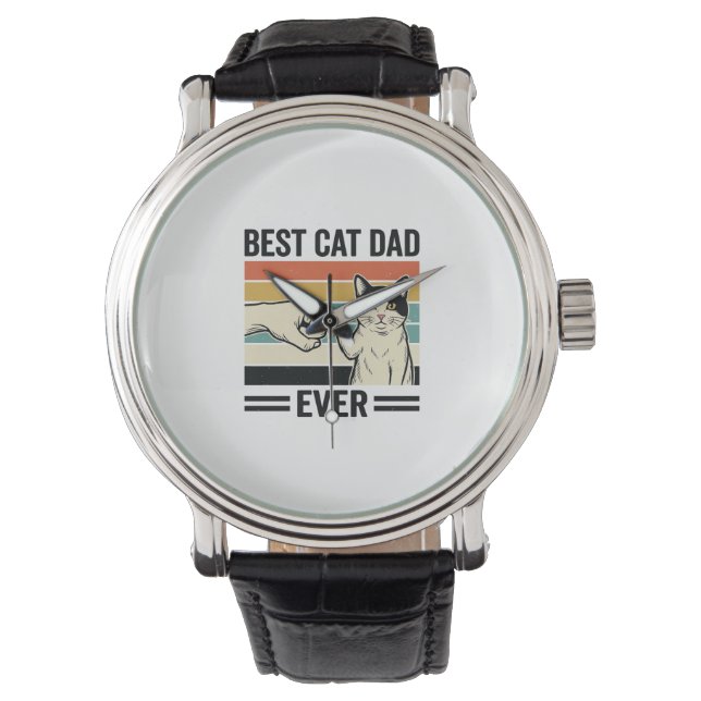 Best Cat Dad Ever Retro Cat Fist Bump Shirt_1 Horloge (Voorkant)