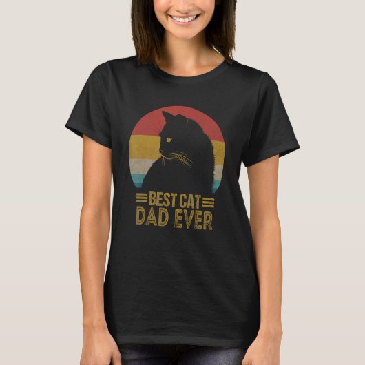 Best Cat Dad Ever Retro Sunset  Daddy Cat Father s T-shirt (Voorkant)