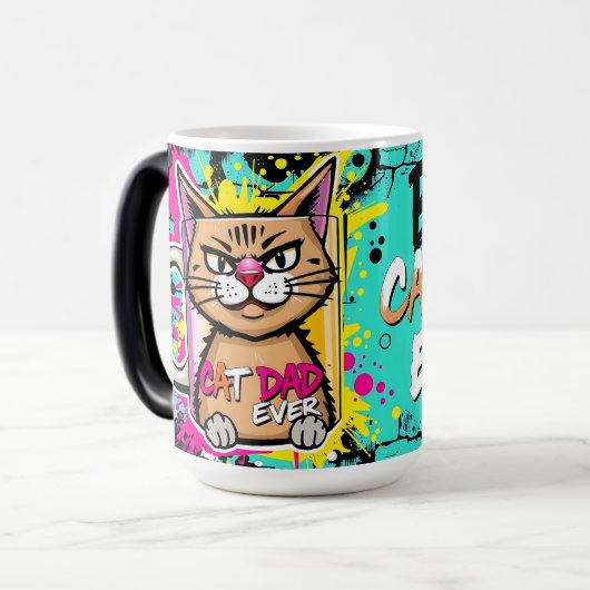 Best Cat Dad Ever – Urban Whisker King Mug Magische Mok (Voorkant links)