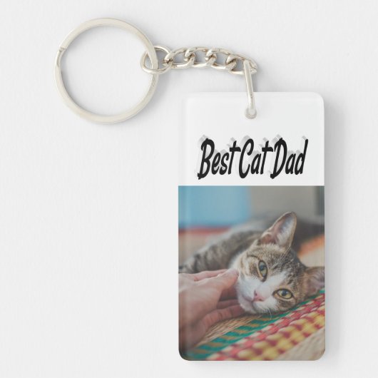 Best Cat Dad Photo Black Sleutelhanger (Voorkant)