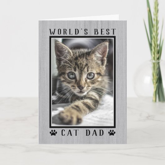 Best Cat Dad Rustic Vaderdag Foto Kaart (Voorkant)