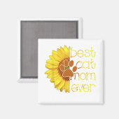 Best Cat Mam Ever Cat Mam Sunflower Moederdag Magneet (Voorkant / Achterkant)