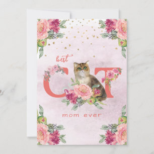 Best Cat Mam Ever Kitten Illustration Moederdag Feestdagenkaart
