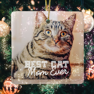 Best Cat Mam Ever Moderne Custom Pet Foto Keramisch Ornament