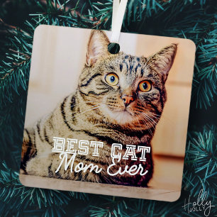 Best Cat Mam Ever Moderne Custom Pet Foto Metalen Ornament