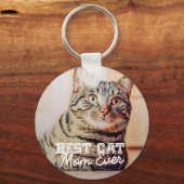 Best Cat Mam Ever Moderne Custom Pet Foto Sleutelhanger (Voorkant)