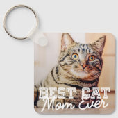 Best Cat Mam Ever Moderne Custom Pet Foto Sleutelhanger (Voorkant)