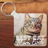 Best Cat Mam Ever Moderne Custom Pet Foto Sleutelhanger (Voorkant)