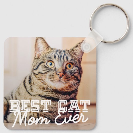 Best Cat Mam Ever Moderne Custom Pet Foto Sleutelhanger (Achterkant)