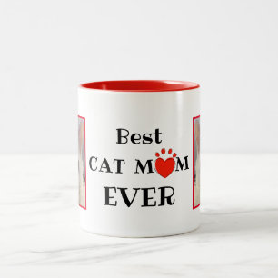 Best Cat Mam Ever Moederdag Persoonlijke foto Tweekleurige Koffiemok